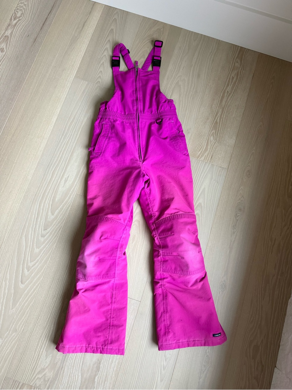 Lands' End Bright Pink Kids Snow Bib Overalls